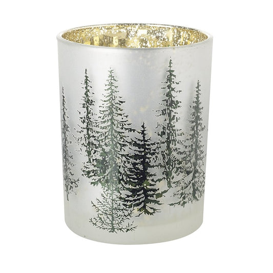 SMALL TREE DESIGN GLASS CANDLE HOLDER