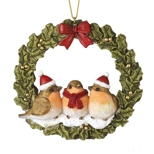 ROBINS IN WREATH DECORATION