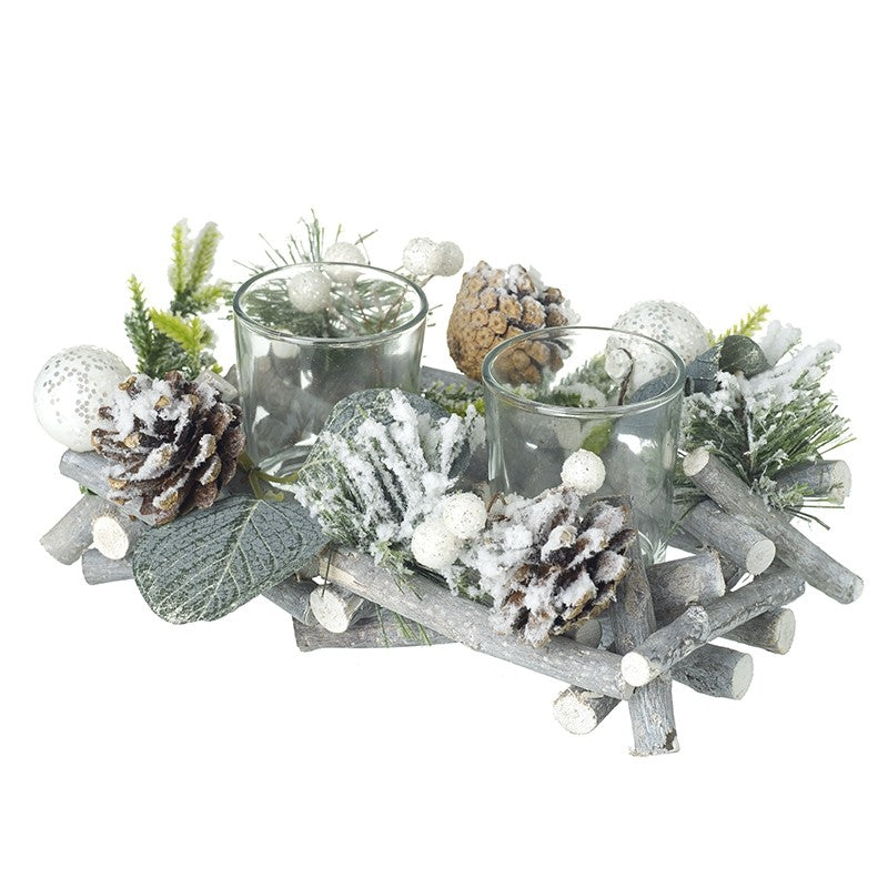DOUBLE FOLIAGE CANDLE HOLDER