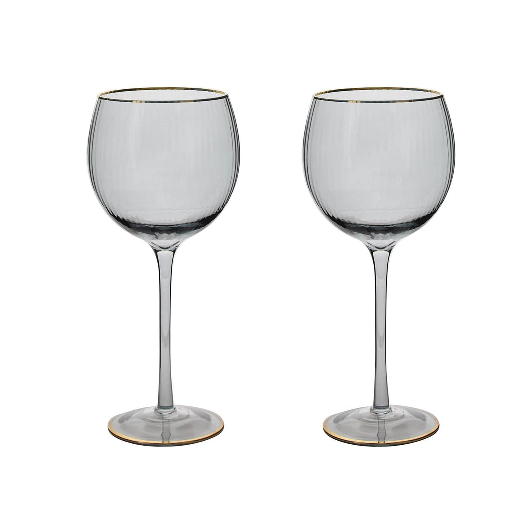 GREY RIBBED GIN GLASSES SET OF 2