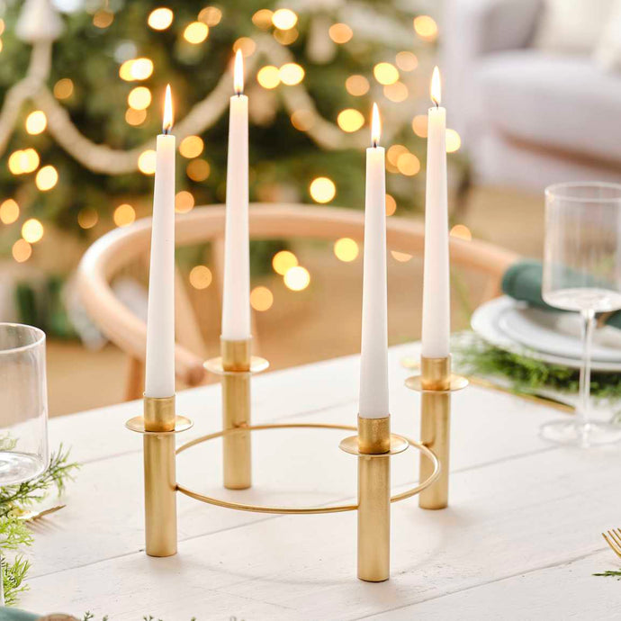 GOLD 4 CANDLE CENTREPIECE