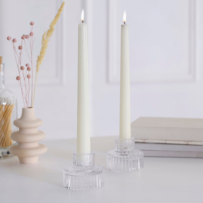 GLASS RIBBED CANDLE HOLDER