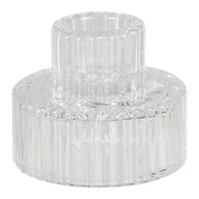 GLASS RIBBED CANDLE HOLDER