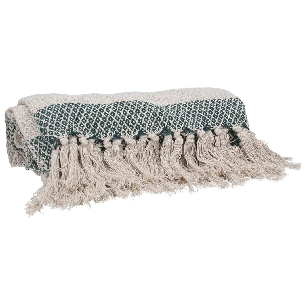 JADE GREEN DIAMOND WOVEN THROW