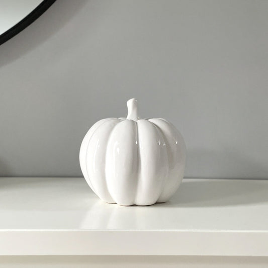 WHITE CERAMIC PUMPKIN