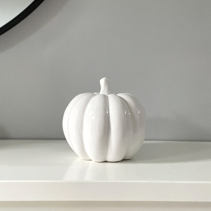 WHITE CERAMIC PUMPKIN