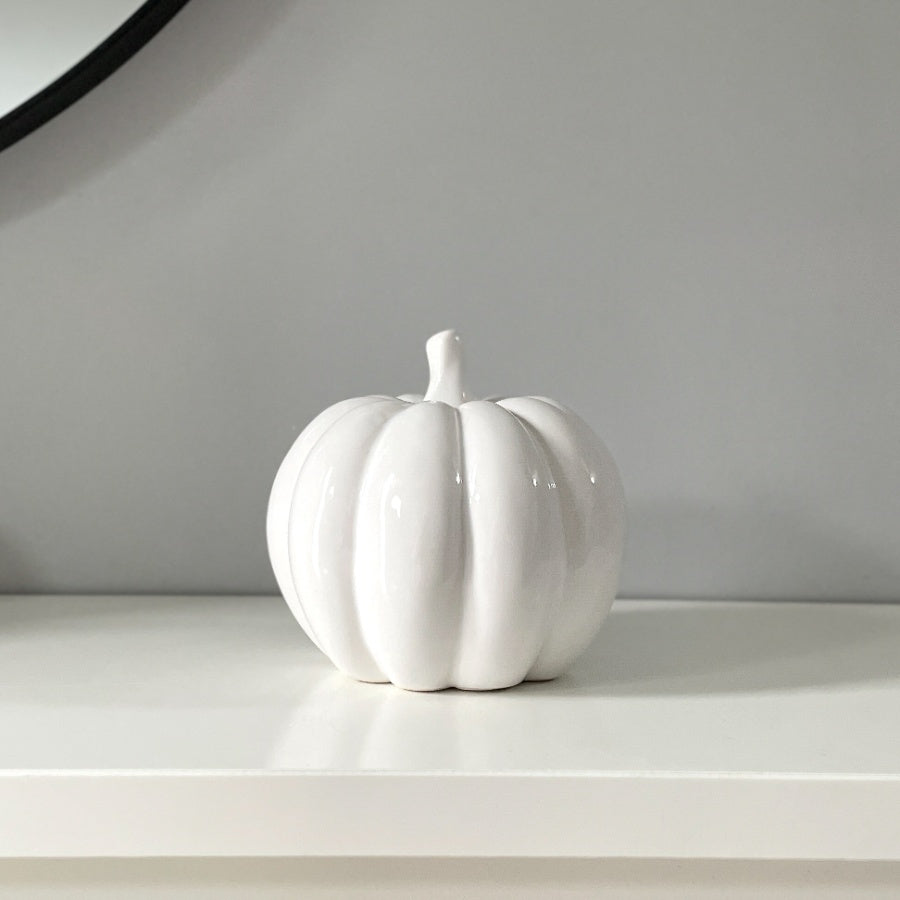WHITE CERAMIC PUMPKIN