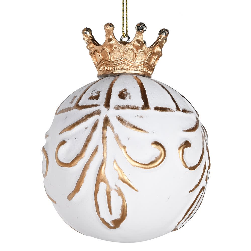 WHITE & GOLD CROWN BAUBLE