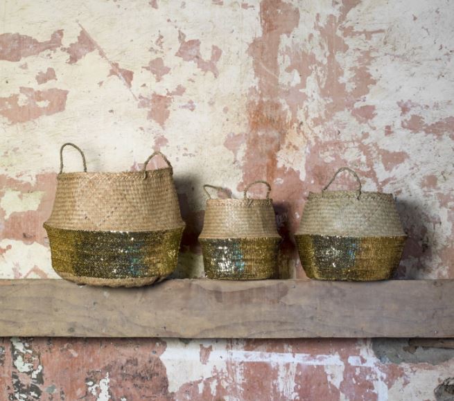 TOULOUSE SEQUIN BELLY BASKET - GOLD