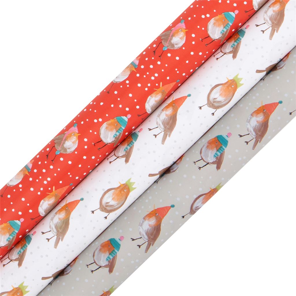SAGE/GREY ROBIN RECYCLABLE ROLL WRAP
