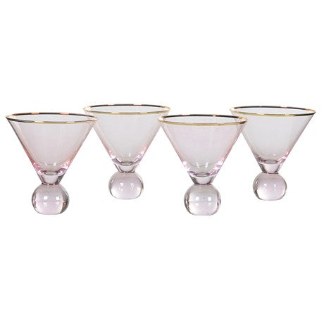 PINK AND GOLD BOBBLE-BOTTOM MARTINI GLASS