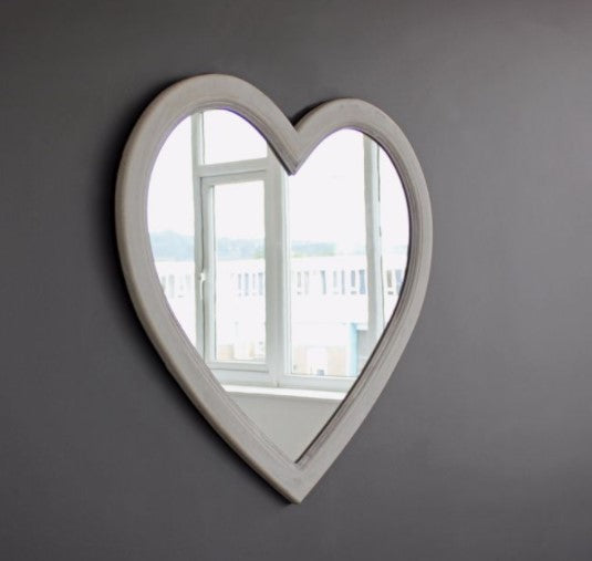 GREY WASH HEART MIRROR