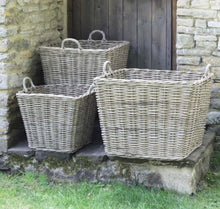 ANTIQUE WASHED RECTANGULAR WICKER BASKET