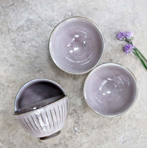 GLAZED FLUTED BOWL - DUSKY PINK