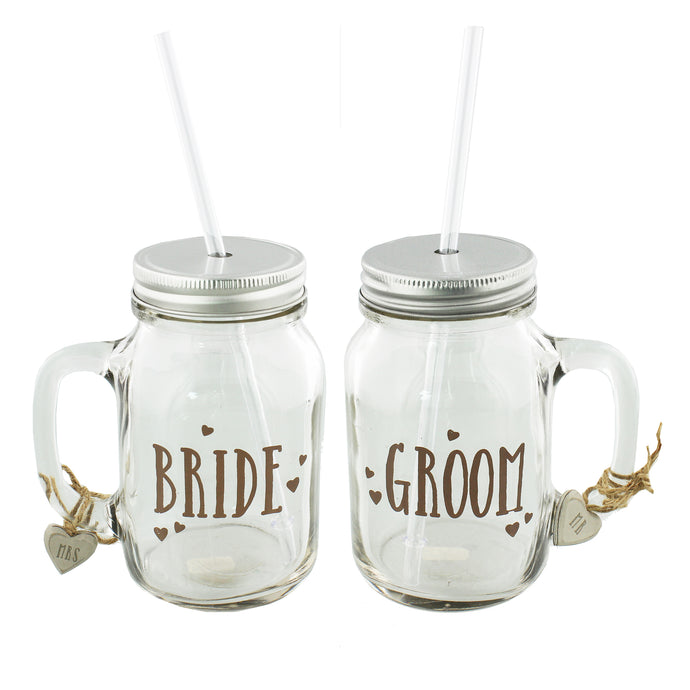 BRIDE AND GROOM MASON JARS