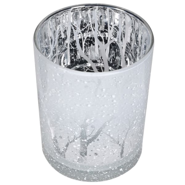 SMALL SILVER FOREST CANDLE HOLDER