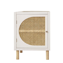 WHITE RATTAN STORAGE CUPBOARD - SECONDS