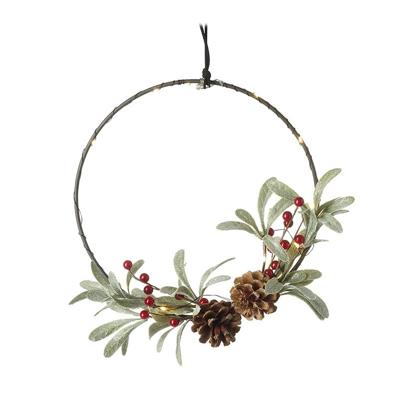 HANGING LED WIRE ROUND WREATH - SMALL