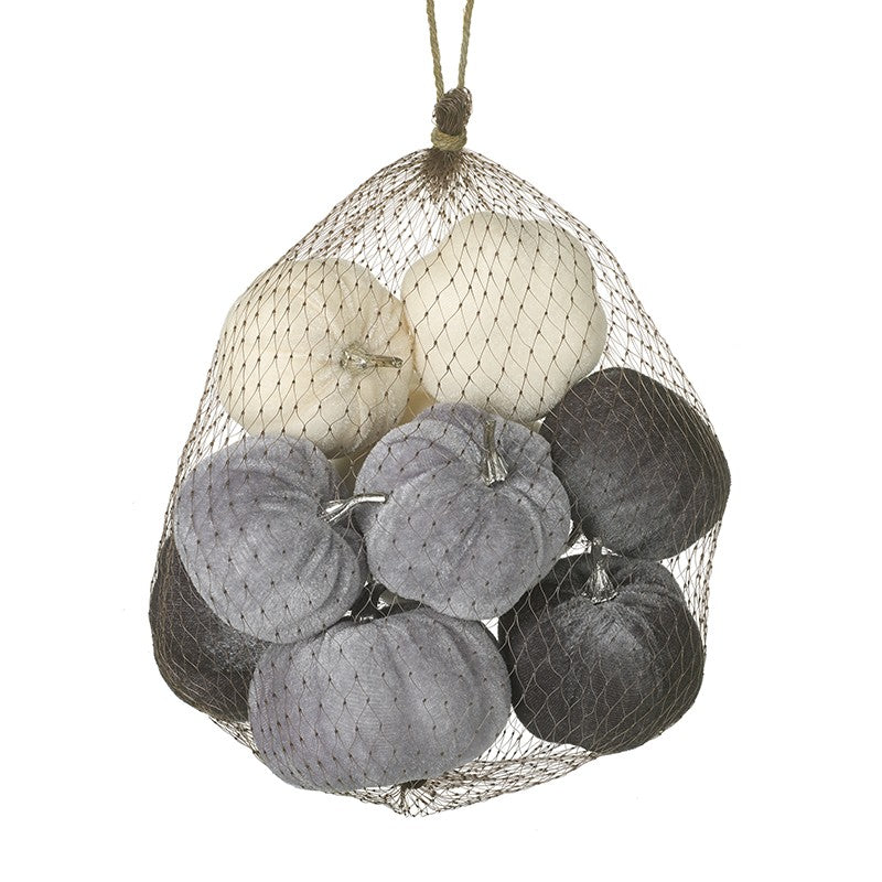 ASSORTED GREY VELVET PUMPKINS