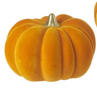 ORANGE VELVET CERAMIC PUMPKIN