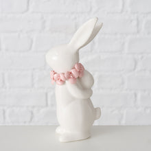 PORCELAIN WHITE BUNNY WITH PINK FLORAL GARLAND